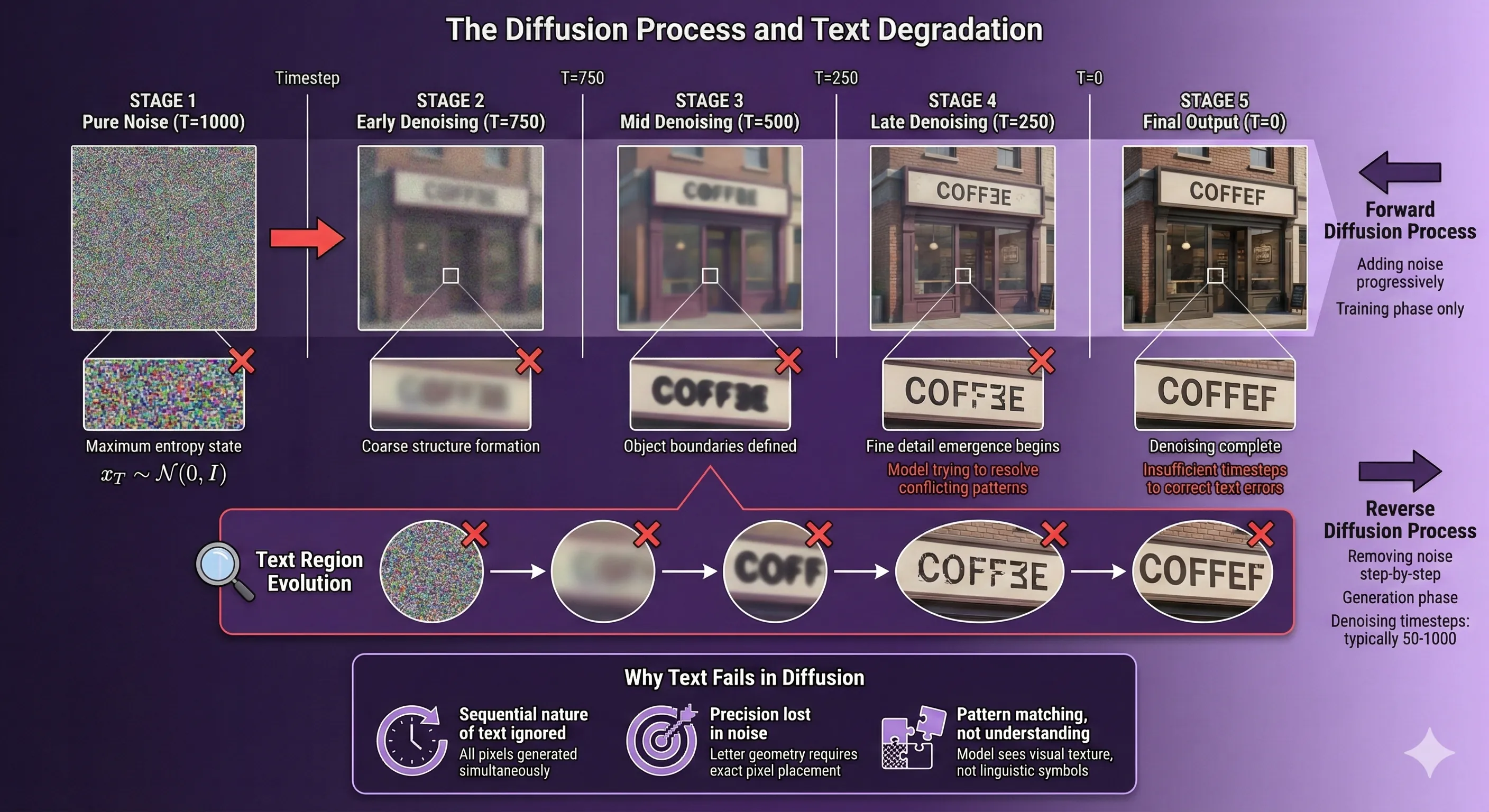 The Diffusion Process and Text Degradation